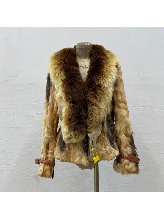 Jackets & Blazers - Vintage Y2K Brown Calfskin & Fox Fur Jacket